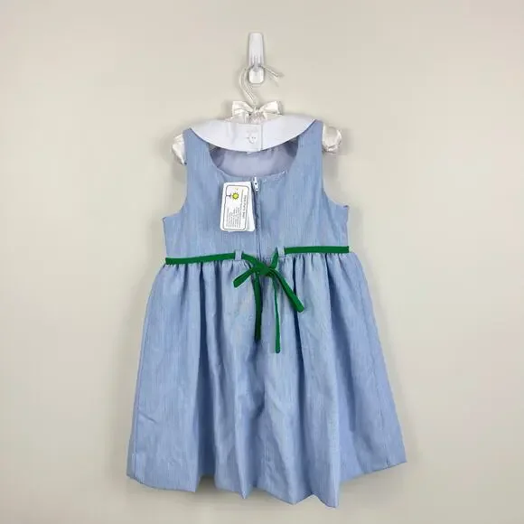 Florence Eiseman Junior Cord Dress with Flowers Blue 4T NWT - Picture 5 of 9